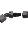 AN10 45 Degree Swivel Hose End Fitting Aluminum Black For Stainless And Nylon Braided Hose 6061-T6 Billet Aluminum Anodized 7/8-14 UNF