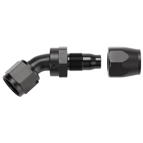 AN10 45 Degree Swivel Hose End Fitting Aluminum Black For Stainless And Nylon Braided Hose 6061-T6 Billet Aluminum Anodized 7/8-14 UNF