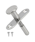 Heavy Duty Spring Loaded Plunger Latches Built Like A Tank Premium Grade Stainless Steel Cabinet Locking Closures For Furniture Bed Doors Two Pack Silver with visible screws