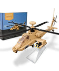AH 64 Apache Military Helicopter Building Kit With Display Stand 183 Piece Model shown with box and stand