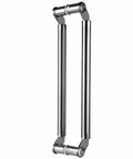 Glass Hall Door Handle Set With Push Pull Operation, Modern Round Metal Handle, No Fuss Install Fitting, Stainless Steel Build