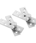 Built To Last Stainless Pivot Door Hinges 2 Pack Concealed Offset Hinges for doors 20 to 40mm thick, shown in stainless steel.