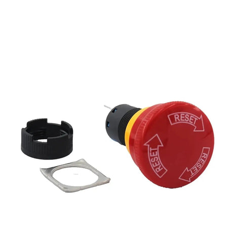 Mushroom Head Emergency Stop Push Button Switch 16mm Turn To Reset 1NO 1NC with cover and mounting parts for machinery control