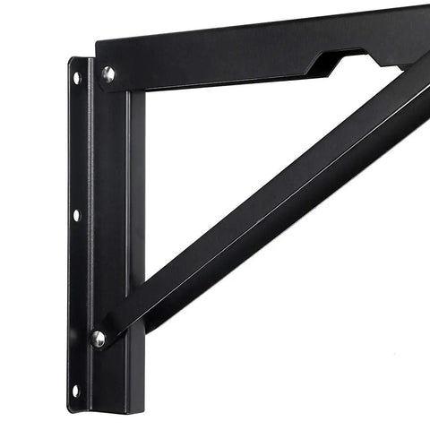 Heavy Duty Folding Shelf Brackets Set Metal Triangle Wall Mounted 2 Pack 16 Inch Black Finish Supports Up To 132 Lb Each Foldaway Design For Sturdy Shelves No Hardware Included