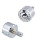 Ball Caster Roller Transfer Bearing Unit With Stud Mount And Thread Stem, 1.77 Inch Diameter, Heavy Duty Bearing Steel, Ball Transfer For Appliances And Machinery, 992 Lb Total Load Capacity, Silver, shown in two views