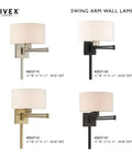Bronze Finish One Light Swing Arm Wall Lamp With Oatmeal Fabric Shade Twenty Four And A Quarter Inch Includes Three Way Switch