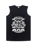 Straight Up Soft Mens Cotton Tank Top Sleeveless Muscle Shirt For Intense Gym Sessions Summer Breathable Undershirt With Reliable Sun Protection Chill Workout Tee, black with mechanic graphic.
