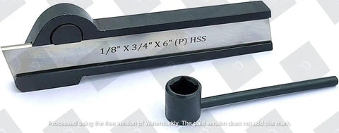 Cut Off Parting Tool Holder For Lathe With HSS Blade 1-1/8 Inch Width 1/8 Inch X 3/4 Inch X 6 Inch showing blade and holder