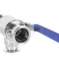 Professional Grade Hardcore Stainless Steel 3 Way Tri Clamp T Port Ball Valve With Slick Quarter Turn Handle for easy flow control.