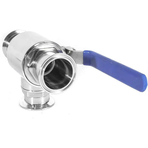 Professional Grade Hardcore Stainless Steel 3 Way Tri Clamp T Port Ball Valve With Slick Quarter Turn Handle for easy flow control.