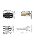 Copper Collet Chuck Set With Nut For Grinders And Drill Presses, 32 Piece Die Collet Kit detailed view with measurements