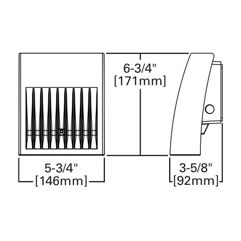Dimensions diagram of XTOR1B Cross Tour Carbon Bronze 12W Low Profile Small Housing Outdoor Integrated LED Wall Pack Light