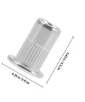 Flat Head Rivet Nuts With Knurled Bodies Stainless Steel 40 Piece Pro Grade Threaded Rivet Nut Kit measurement diagram