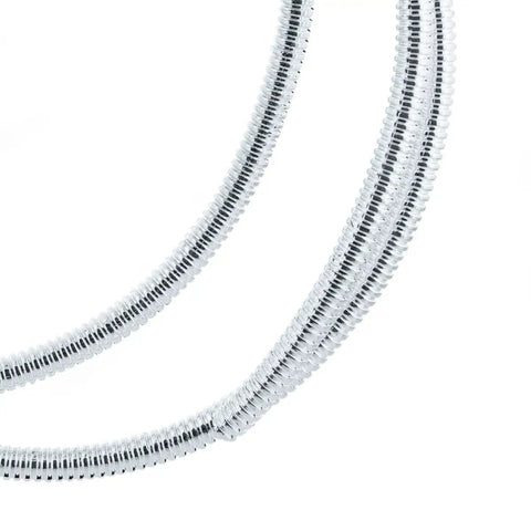 72 Inch Long Chrome Wire Loom Heavy Duty One Half Inch Diameter With Corrugated Polypropylene Construction, side view