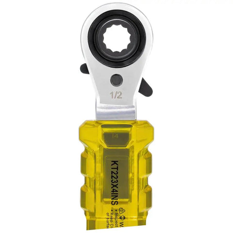 Close-up of Lineman Insulating 4-In-1 Box Wrench With See-Through Handle 1000V Rated, showing 1/2 inch socket.