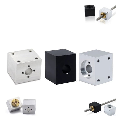 Aluminum Block For 8mm Bore T8 Lead Screw Nut Housing Bracket Fits 3D Printer Parts Trapezoidal Leadscrew Conversion Nut Seat Silver New Version