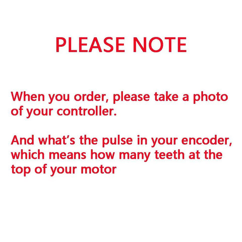 Instructions note for Heavy Duty EV Car Controller For 48V 60V 72V AC Motor Drives on ordering and encoder pulses.