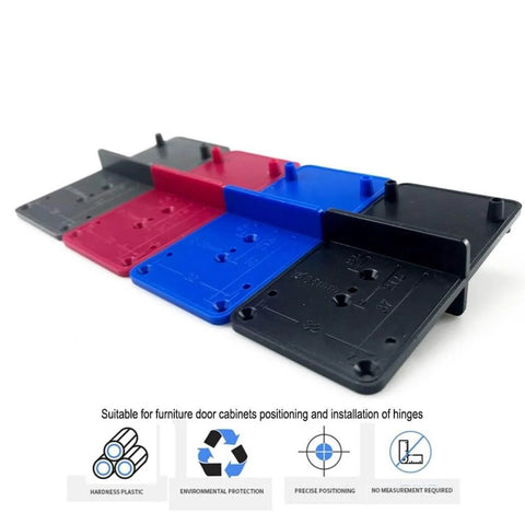 Portable Cabinet Hinge Jig Drill Guide Locator 35mm And 40mm, ABS Plastic, Gray, red, and blue DIY tool for hinge installations