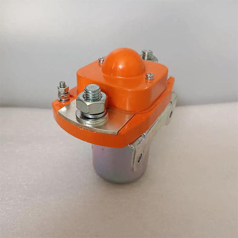 Jw Dawn Zj400D 48V 400A Single Coil NO Solenoid Relay Switch for Electric Forklift, featuring robust orange casing and metal components.