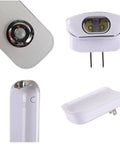Close-ups of Motion Sensor Plug-In Night Light 2 Pack 3-in-1 Emergency Light showing wall mount, LED torch, and plug.