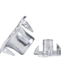 Four Claw T Nuts For Wood Furniture And Speaker Installations Carbon Steel Zinc Plated M10 Blind Prong Inserts close-up view