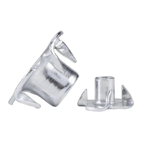 Four Claw T Nuts For Wood Furniture And Speaker Installations Carbon Steel Zinc Plated M10 Blind Prong Inserts close-up view