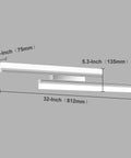 Slick 24 Inch LED Vanity Light for Bathroom 6000K Daylight Dimmable 36W 2160 Lumens Brushed Nickel Wall Mount with measurements shown