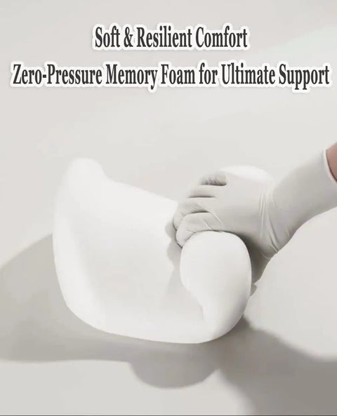 Upgrade Your Ride With This Chic Headrest And Lumbar Support Pillow Set Perfect For Mini Cooper SE Convertible John Cooper Works Electric Plus Trucks SUVs Ensuring Ultimate Comfort On Long Drives Without Breaking The Ban. White memory foam pillow showing soft and resilient comfort during testing.
