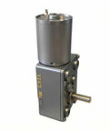 12V Mini Self Locking Worm Gear Motor with Cable, 65 RPM, 0.75 Kg.cm Torque, 6mm Shaft, metal gearbox, front view