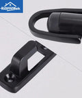Dead Quiet Latch Hook Door Stopper With Slick Rubber Bumper And Sound Dampening Padding To Shield Walls And Keep Doors Chill Zinc Alloy Heavy Duty Black Pack showing a close-up view of parts.