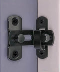Two Pack Barn Door Lock Set With 180 Degree Flip Latch And Stainless Steel Screws For Bathroom Garden Garage And Outdoor Doors Easy Privacy Enhanced Security Durable Stainless Build, installed view.