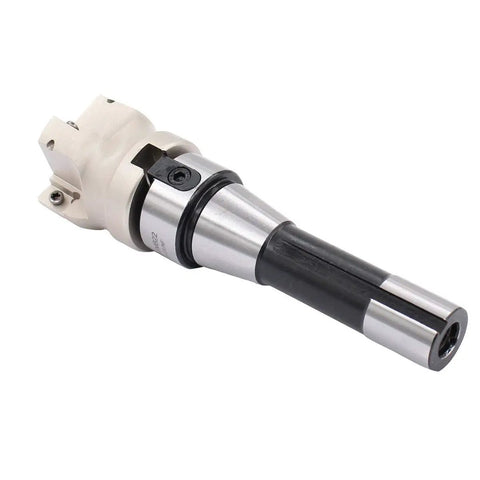 R8 FMB22 Shank Face Mill Arbor Kit With 400R 50mm CNC End Mill Shell for shoulder milling and slotting, side view with inserts