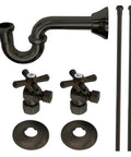 Traditional Sink Trim Kit With P Trap In Oil Rubbed Bronze, Solid Brass Plumbing Set For Bathrooms, Includes Two Angle Stops