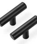 Top Shelf Matte Black Cabinet Knobs And Drawer Pulls 30 Pack Stainless Steel Single Hole T Bar Hardware For Kitchen Bathroom Cupboards 2 Inch Smooth Finish Easy Install Your Home Refresh Game Changer - close-up of sleek black T-bar pulls