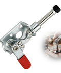 Heavy Duty Toggle Clamp With 88 Lb Holding Power Anti Slip Latch For Woodworking And Welding, Quick Release Hold Down Clamp in use on a workpiece