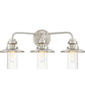 Dover 3 Light Bath Vanity Light Satin Platinum Finish For Modern Bathrooms Easy Install Fixture With Clear Glass Shades