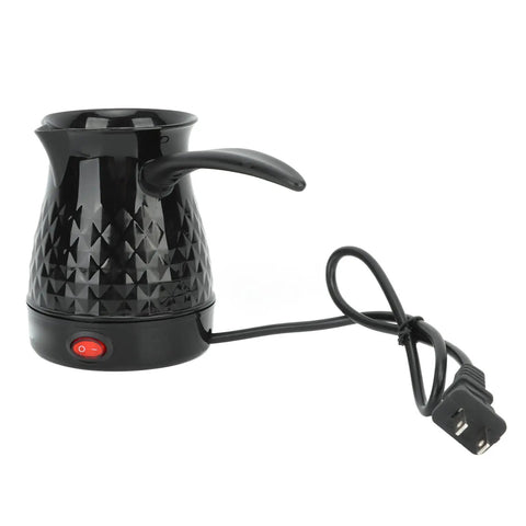 Electric Turkish Coffee Pot 600ml Stainless Steel With Removable Handle For Home And Travel, textured black finish, power cord visible
