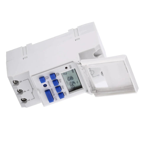 Weeklong Programmable Timer Relay With 16 On Off Schedules 110V 15A 3000W Digital Time Switch LCD Display Din Rail Mount