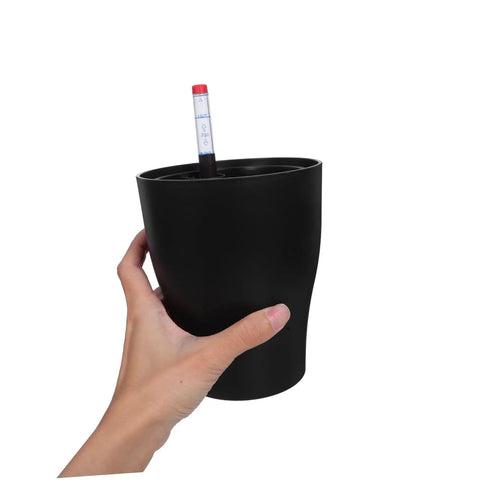 Self Watering Plant Pots For Beginners No Fuss Easy Care Indoor Planters With Built In Water Reservoir System Durable Plastic Flower Pots For Low Maintenance Indoor Garden On Patio Balcony, black plastic pot with water level indicator