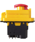 Dz-6E Emergency Stop Switch Electromagnetic Pushbutton 5 Pins for Bench Lathe, Yellow Safety Cutout Control Component