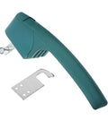 Heavy Duty Commercial Oven Handle For Industrial Cooking Equipment with green ergonomic grip and metal mounting accessory.