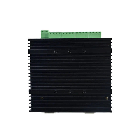 Go-To All In One Ethernet CNC Controller With 4 Axis Integrated Stepper Drivers, Easy Install, Stable Long Run Performance, Pro Grade CNC Machine Control Board For Precise Machining. Black metal CNC control board with green terminal blocks