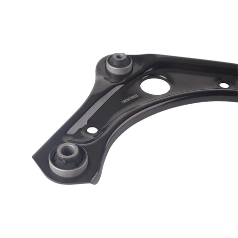Close-up of the 2 Piece Front Left And Right Lower Control Arm With Ball Joint Assembly For Nissan Versa 2012 To 2019 Versa Note 2014 To 2019 And Micra 2015 To 2019 OE Quality Corrosion Resistant Coating Pre Greased Joints Ready To Install, showing corrosion-resistant coating and ball joint details.