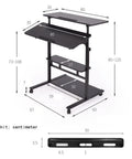 Hella Convenient Height Adjustable Overbed Table And Smooth Rolling Mobile Laptop Desk With Rock Solid Frame dimensions and details.