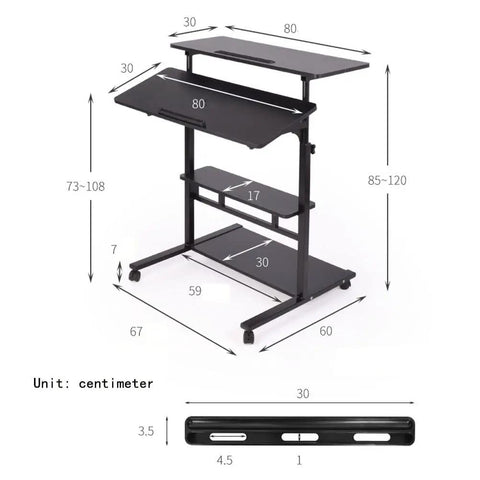 Hella Convenient Height Adjustable Overbed Table And Smooth Rolling Mobile Laptop Desk With Rock Solid Frame dimensions and details.