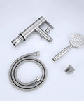 304 Stainless Steel Faucet Basin Cold Heat Nozzle Shower Pull Spray with detachable hose and showerhead.