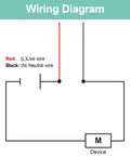 Wiring diagram for Inline Rocker Switch SPST Two-Position On Off Box Switch, illustrating live and neutral wire connection
