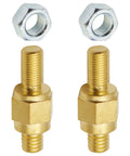 Snag These Heavy Duty 2 Pack Car Side Post Battery Terminal Brass Studs With Universal 3/8 Inch 16 Threads For Quick Garage Swaps And Foolproof Charging Hooks That Hold Tight, showing two brass studs and nuts.