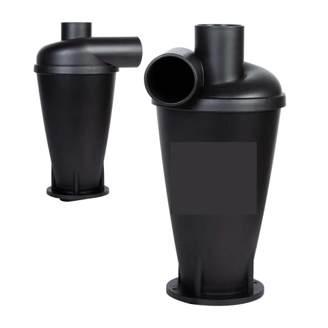 Ultimate Garage Upgrade Featuring This Heavy Duty Cyclone Dust Collector Separator For Shop Vacs dual stage separator, black plastic design.