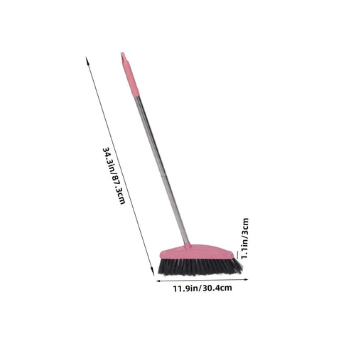 Legit Heavy Duty Pink Broom With Sturdy Steel Handle And Ultra Soft Bristles For Zero Sweat Indoor And Outdoor Floor Cleanup, 34.3in tall.